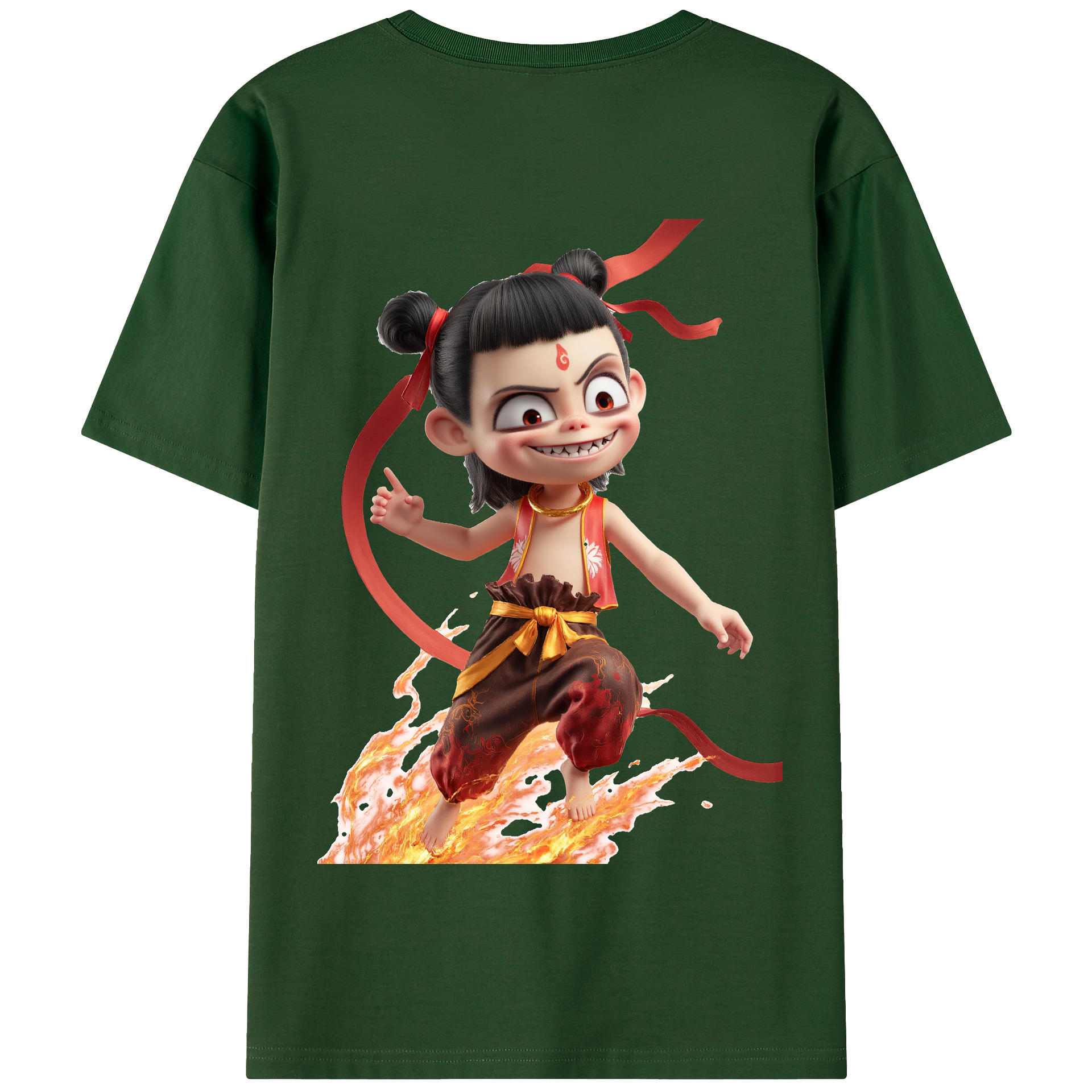 （画像用） Ne Zha 2 ナタ 魔童の大暴れ 綿100％半袖Tシャツ（背面プリント）